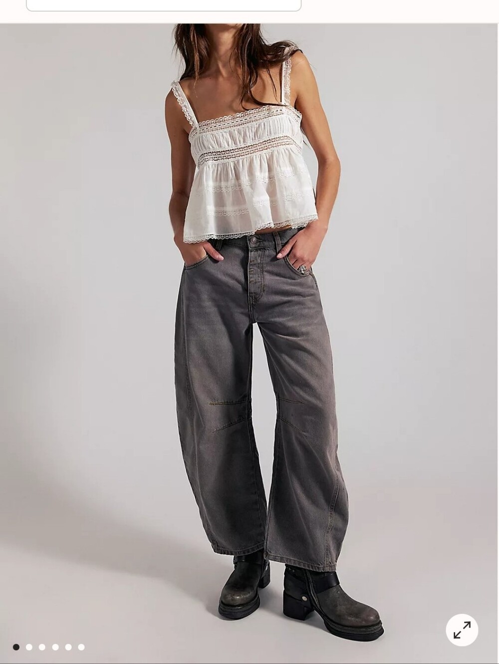 NWOT We The Free Good Luck/Lucky You Mid-Rise Barrel Jeans in Archive Grey